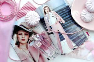 Fashion Blogging image with models and clothing on a keyboard