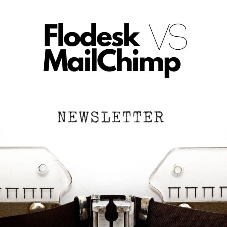 Old Fashioned typewriter with paper stating Flodesk VS Mailchimp
